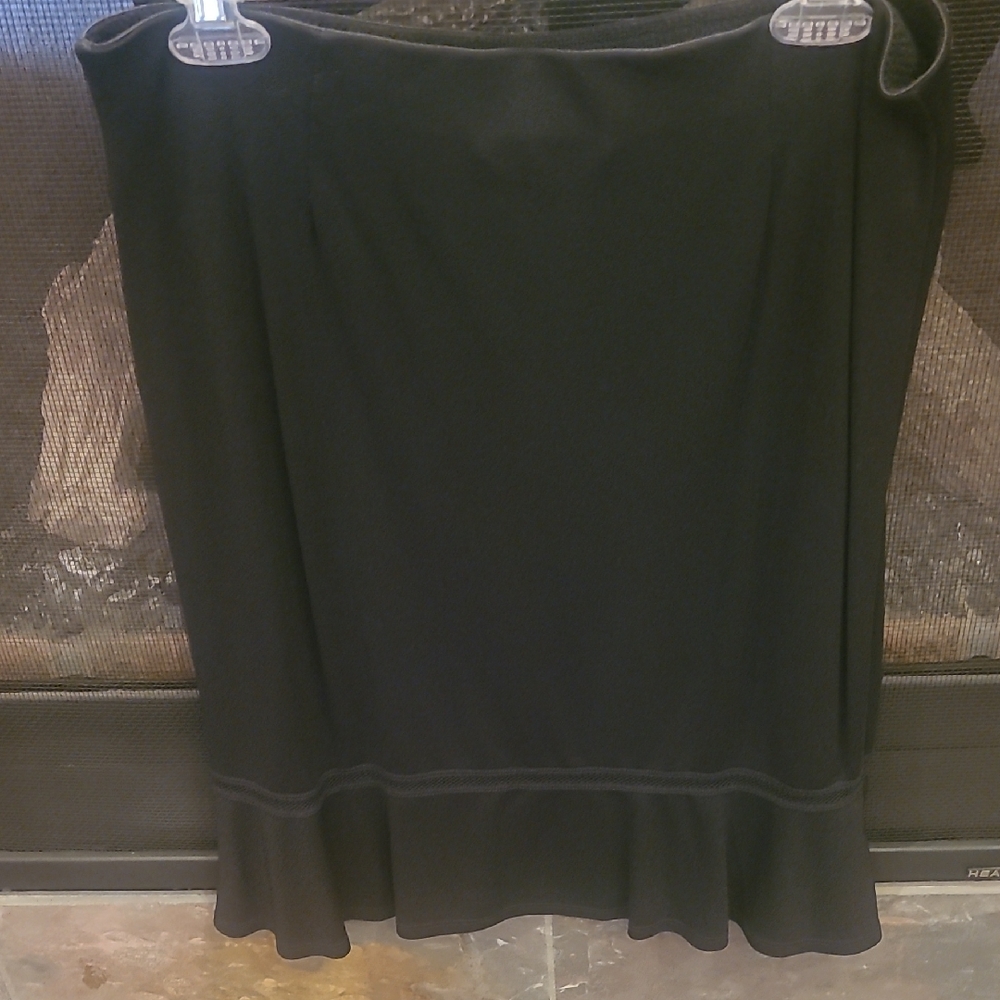 Studio M Black Ruffled Pencil Midi Skirt Size Large